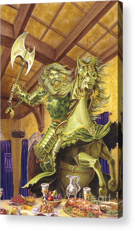 Fine Art Acrylic Print featuring the painting The Green Knight by Melissa A Benson