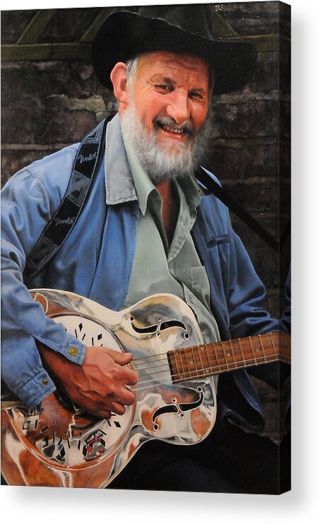 Portrait Acrylic Print featuring the painting The Guitar Player by Harry Robertson