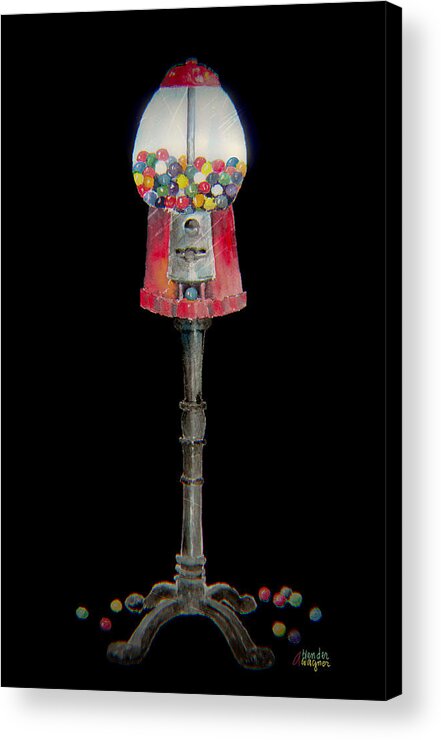 Gum Acrylic Print featuring the mixed media The Gumball Machine by Arline Wagner