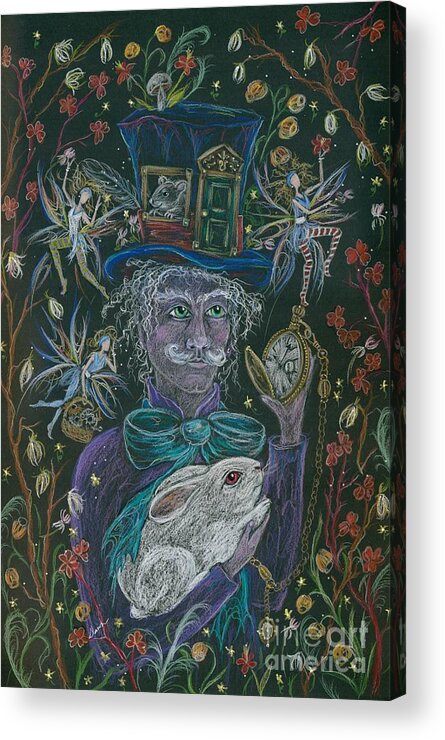 Alice In Wonderland Acrylic Print featuring the drawing The Maddening Hatter by Dawn Fairies