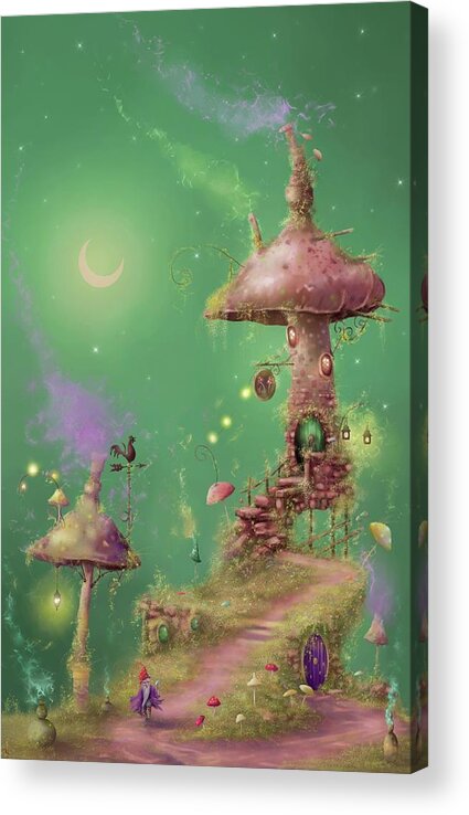 Fantasy Acrylic Print featuring the painting The Mushroom Gatherer by Joe Gilronan