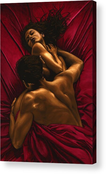 Nude Acrylic Print featuring the painting The Passion by Richard Young