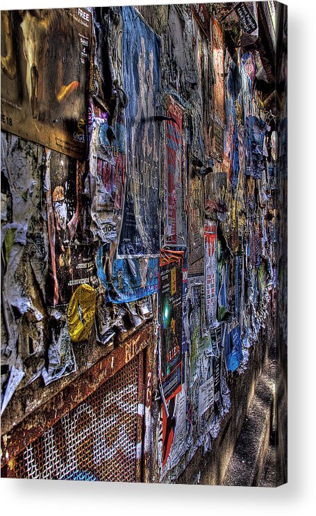 Old Posters Acrylic Print featuring the photograph The Poster Wall by David Patterson