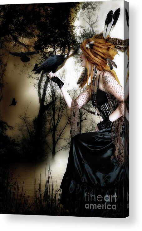 Nevermore Acrylic Print featuring the digital art The Raven by Shanina Conway
