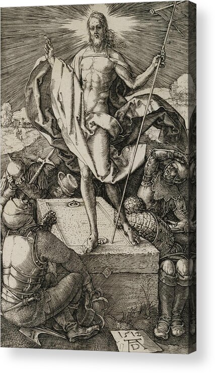 Albrecht Durer Acrylic Print featuring the relief The Resurrection by Albrecht Durer