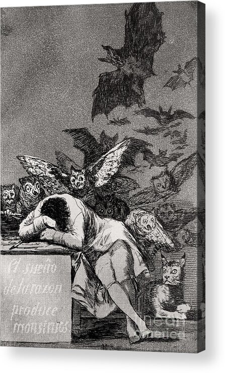 Goya Acrylic Print featuring the drawing The Sleep of Reason Produces Monsters by Goya