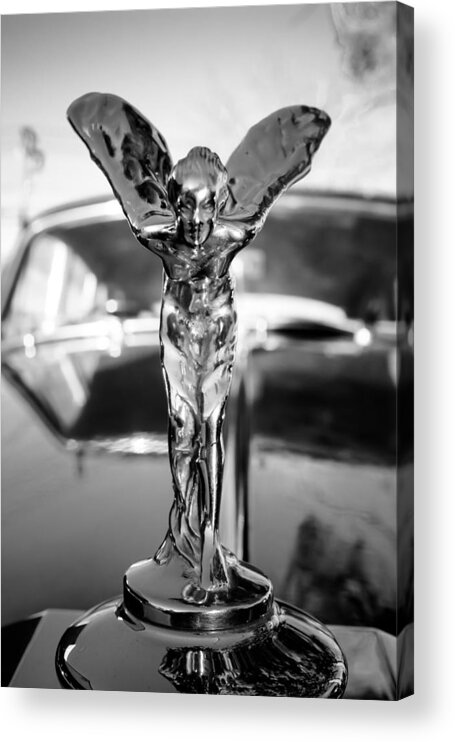 Rolls Royce Acrylic Print featuring the photograph The Spirit of Ecstasy - Noir by Colleen Kammerer