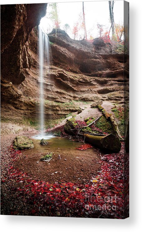 Autumn Acrylic Print featuring the photograph The Tiny Waterfall by Hannes Cmarits