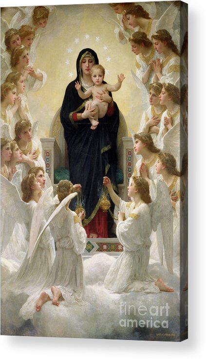 The Acrylic Print featuring the painting The Virgin with Angels by William-Adolphe Bouguereau