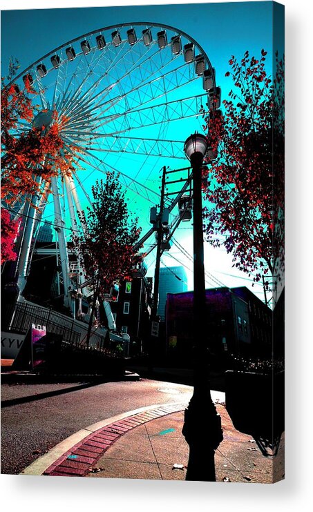 Atlanta Acrylic Print featuring the photograph The Wheel Blue by D Justin Johns