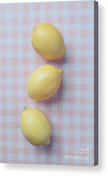 Lemon Acrylic Print featuring the photograph Three Lemons by Edward Fielding