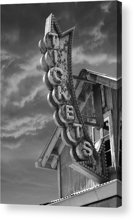 Sign Acrylic Print featuring the photograph Tickets Bw by Laura Fasulo