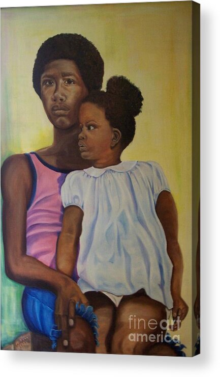 Portrait Acrylic Print featuring the painting Together - Pride and Peace by Marlene Book