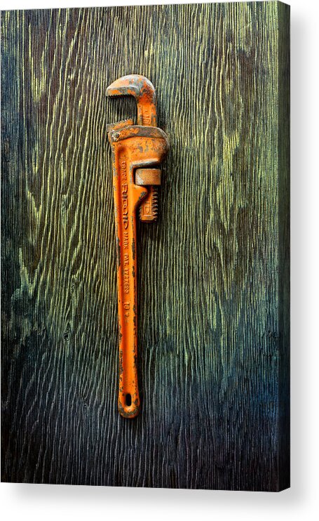 Antique Acrylic Print featuring the photograph Tools On Wood 60 by YoPedro
