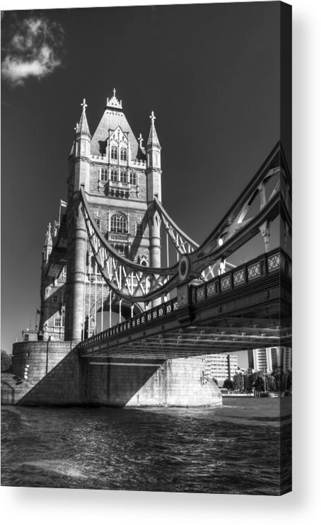Tower Bridge Acrylic Print featuring the photograph Tower Bridge in Black and White by Chris Day