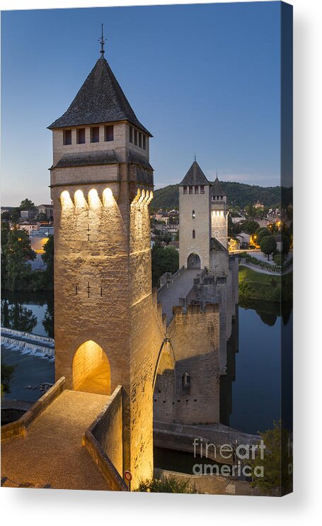 Bridge Acrylic Print featuring the photograph Tower Bridge - Pont Valentre - Cahors France by Brian Jannsen