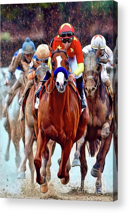 Justify Acrylic Print featuring the digital art Triple Crown Winner Justify by CAC Graphics
