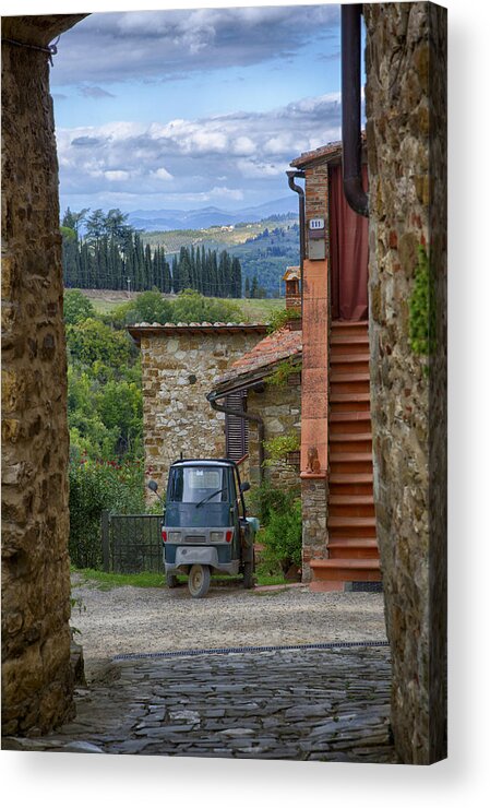 Hill Town Acrylic Print featuring the photograph Tuscany Scooter by Kathy Adams Clark