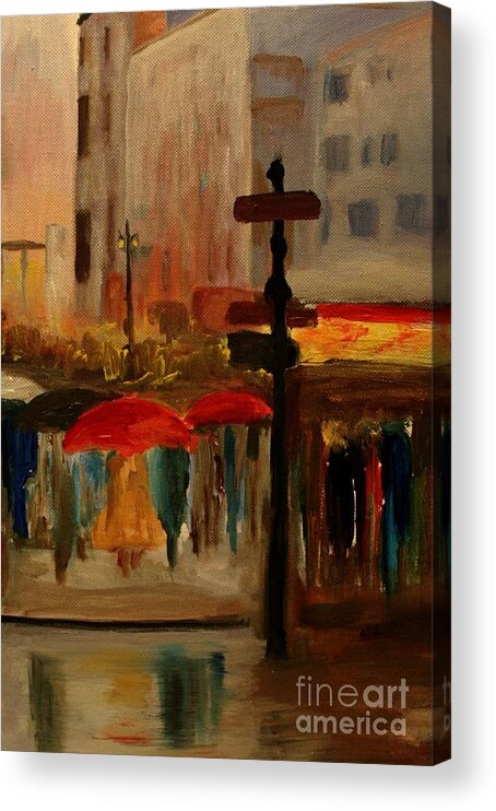 Rain Photographs Acrylic Print featuring the painting Umbrella Day by Julie Lueders 
