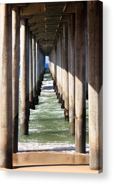 America Acrylic Print featuring the photograph Under the Pier in Orange County California by Paul Velgos
