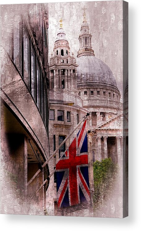 British Flag Acrylic Print featuring the photograph Union Jack by St. Paul's Cathdedral by Karen McKenzie McAdoo