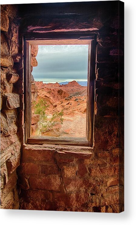 Stone Acrylic Print featuring the photograph Valley of Fire window view by Gaelyn Olmsted