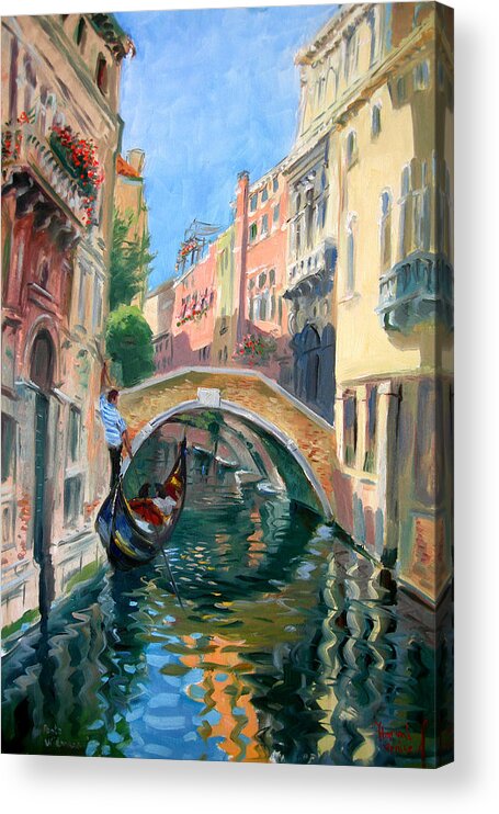 Venice Acrylic Print featuring the painting Venice Ponte Widmann by Ylli Haruni
