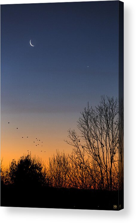 Moon Acrylic Print featuring the photograph Venus, Mercury and the Moon by John Meader