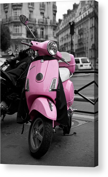 Vespa Acrylic Print featuring the photograph Vespa in Pink by Edward Myers