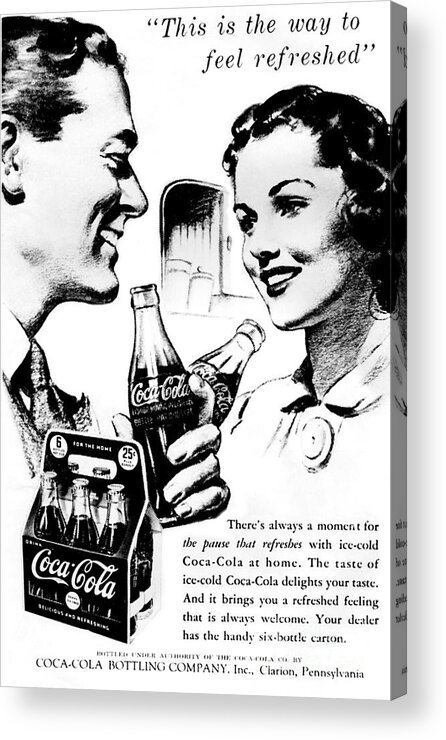 Vintage Coca Cola Ad Poster Acrylic Print By Randy Steele