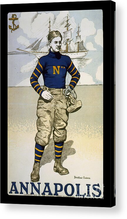 Navy Acrylic Print featuring the photograph Vintage College Football Annapolis by Edward Fielding