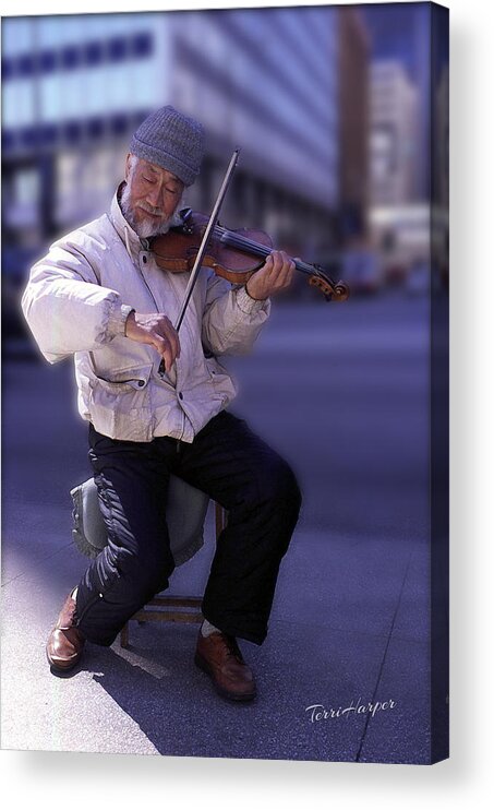 Violin Guy Acrylic Print featuring the photograph Violin Guy by Terri Harper