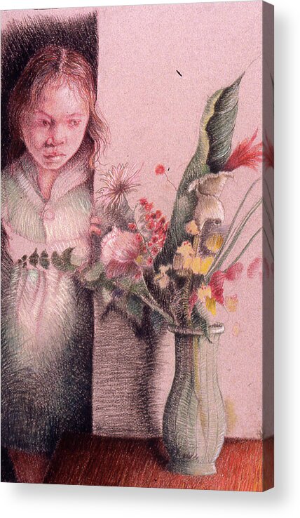 Vulnerable Acrylic Print featuring the pastel Vulnerable by Ellen Dreibelbis