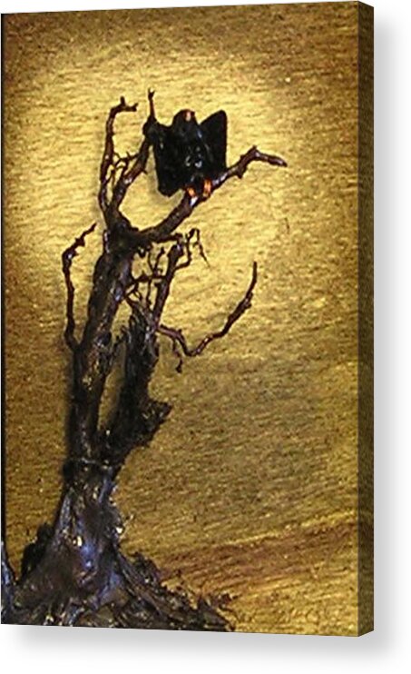 Vulture Acrylic Print featuring the mixed media Vulture with Textured Sun by Roger Swezey