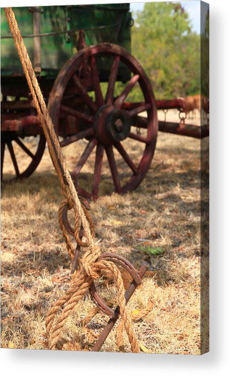 Wagon Acrylic Print featuring the photograph Wagon stake by Toni Hopper