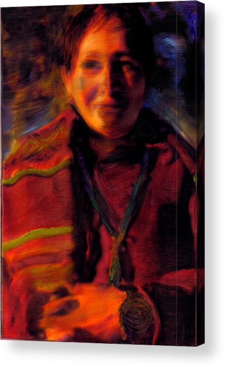 Native American Acrylic Print featuring the painting Waking Song by FeatherStone Studio Julie A Miller