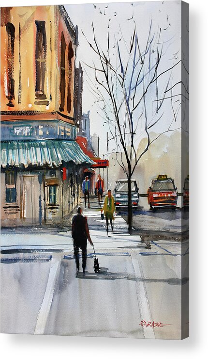 Paintings Acrylic Print featuring the painting Walking the Dog by Ryan Radke