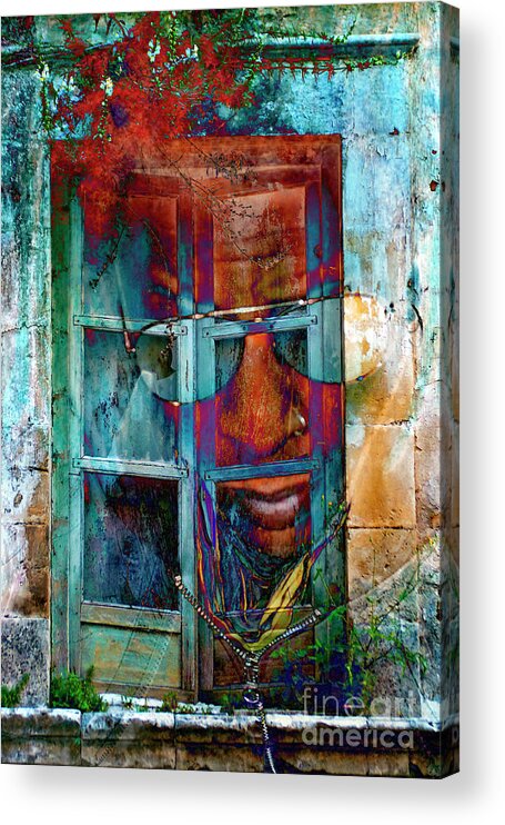 Face Acrylic Print featuring the mixed media Walking through walls by Silva Wischeropp