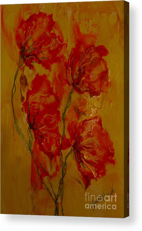 Yellow Acrylic Print featuring the painting Warm Color Healing by Heather Hennick