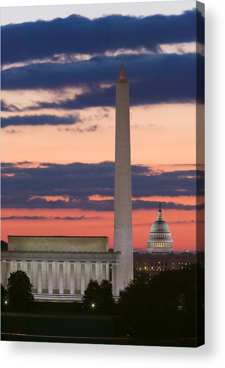 Clarence Holmes Acrylic Print featuring the photograph Washington DC Landmarks at Sunrise II by Clarence Holmes