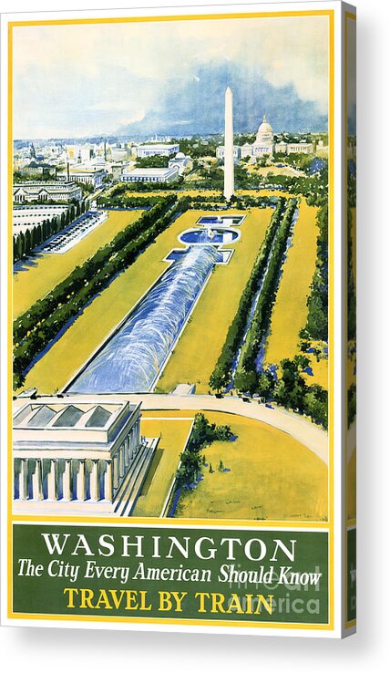 Washington Acrylic Print featuring the painting Washington Vintage Travel Poster Restored by Vintage Treasure