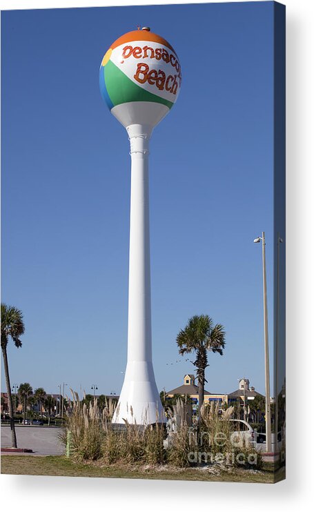 Florida Acrylic Print featuring the photograph Water Tower - Pensacola Beach Florida by Anthony Totah