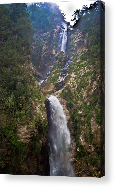 Highlands Acrylic Print featuring the photograph Waterfall Highlands of Guatemala 1 by Douglas Barnett