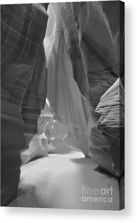 Waterfall Of Light Acrylic Print featuring the photograph Waterfall Of Light - Black And White by Adam Jewell