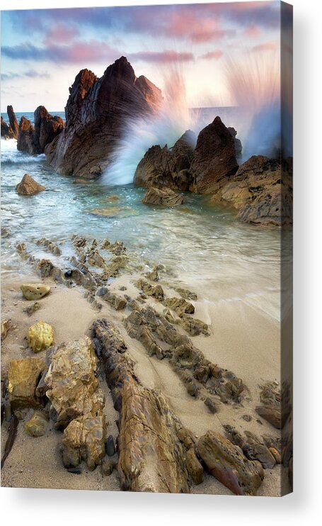 Orange County Acrylic Print featuring the photograph Wave Breaker by Nicki Frates