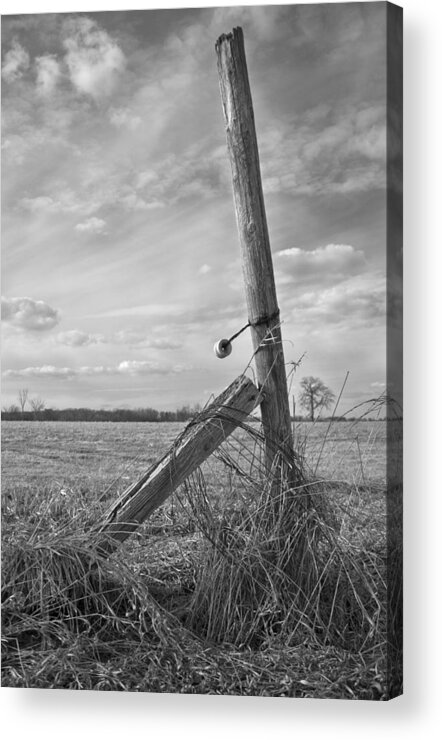 Fencepost Acrylic Print featuring the photograph Weathered by Inspired Arts