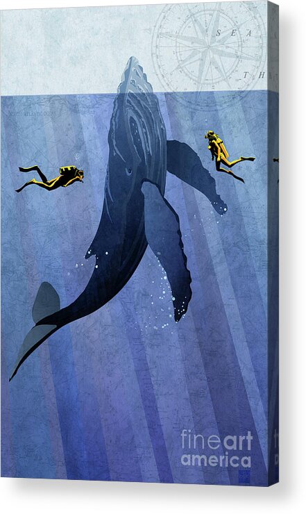 Sassan Filsoof Acrylic Print featuring the painting Whale Dive by Sassan Filsoof