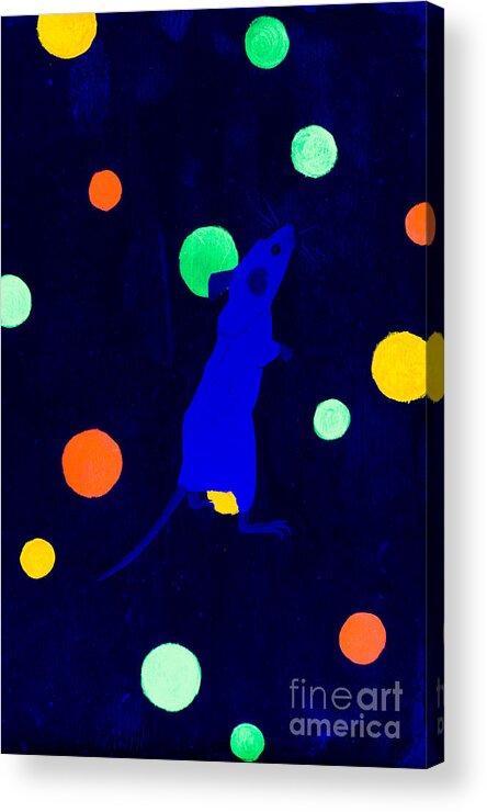 Mouse Acrylic Print featuring the painting White mouse uv by Stefanie Forck