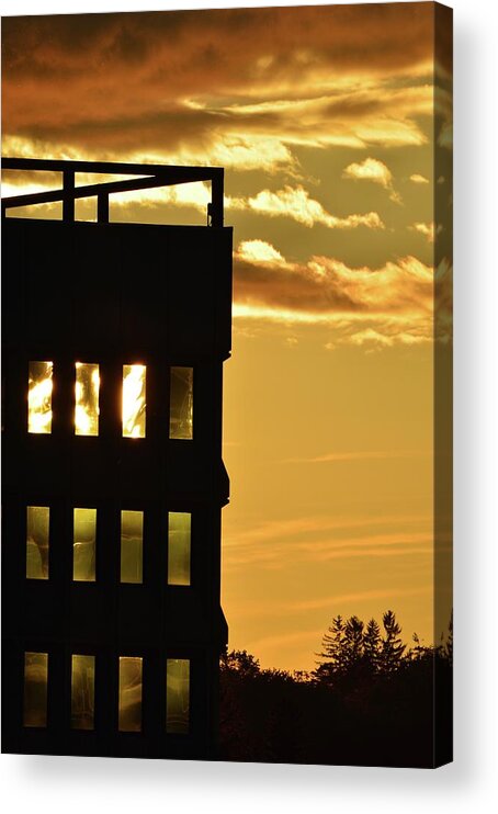 Abstract Acrylic Print featuring the photograph Windows At Sunset by Lyle Crump