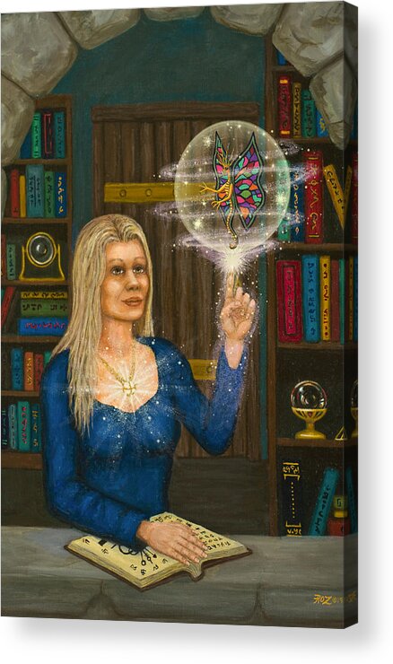 Magic Acrylic Print featuring the digital art Wizards Library by Roz Eve